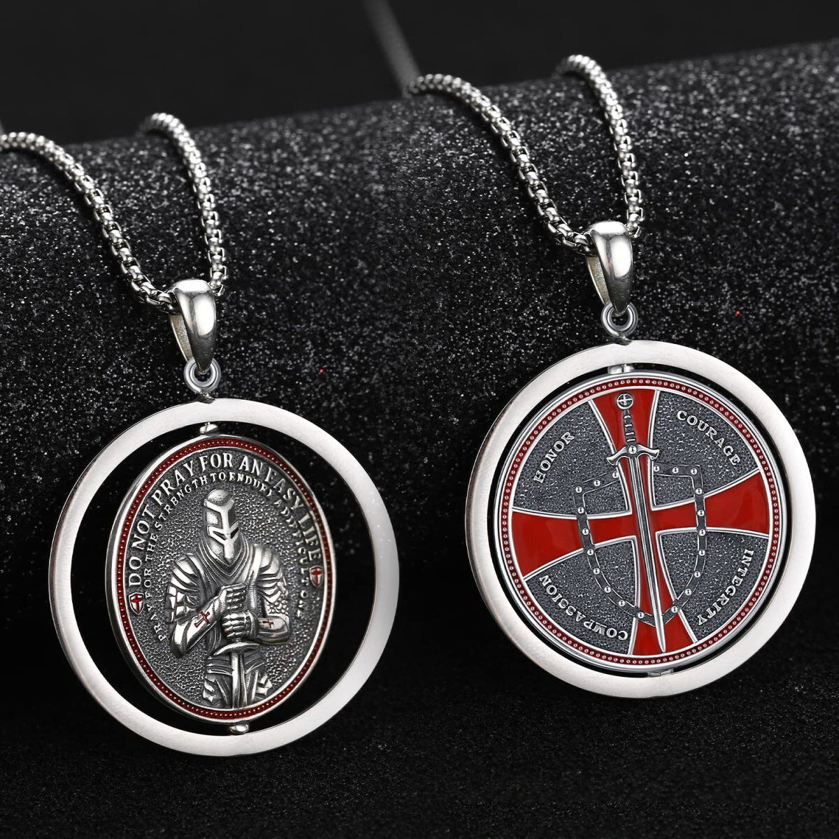 Sterling zilveren kruis en schild spinner ketting-4