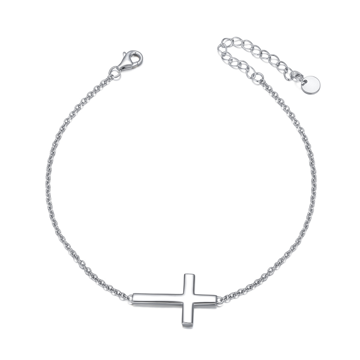 Sterling Silver Cross Single Layer Anklet-1