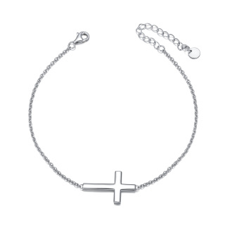 Sterling Silver Cross Single Layer Anklet-6