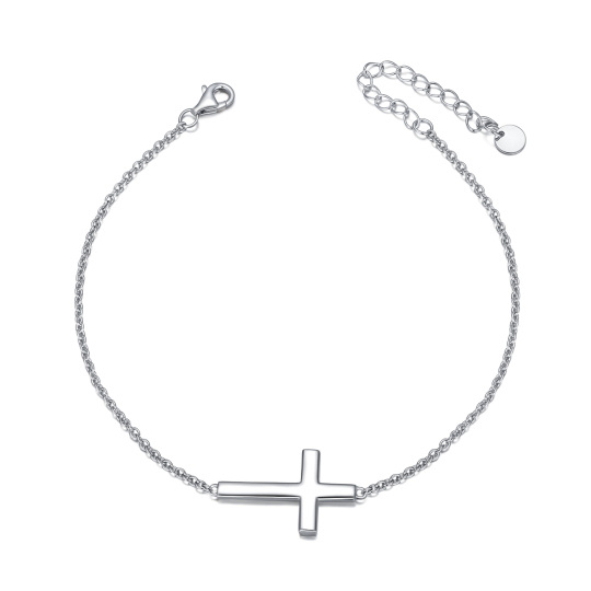 Sterling Silver Cross Single Layer Anklet