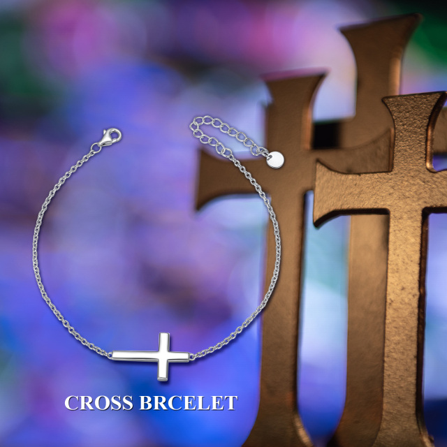 Sterling Silver Cross Single Layer Anklet-8