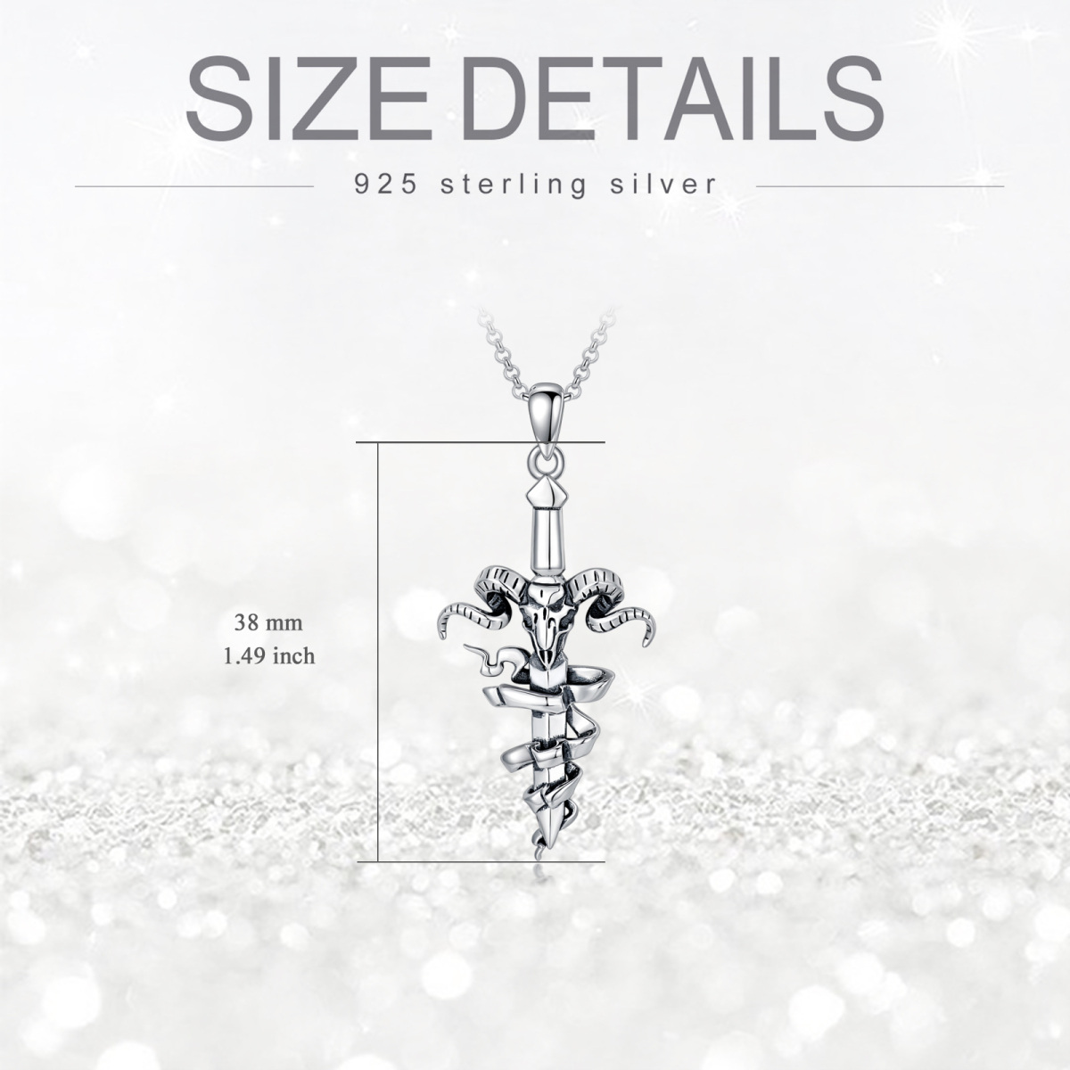 Sterling Silver Cross & Skull With Sword Pendant Necklace For Men-5