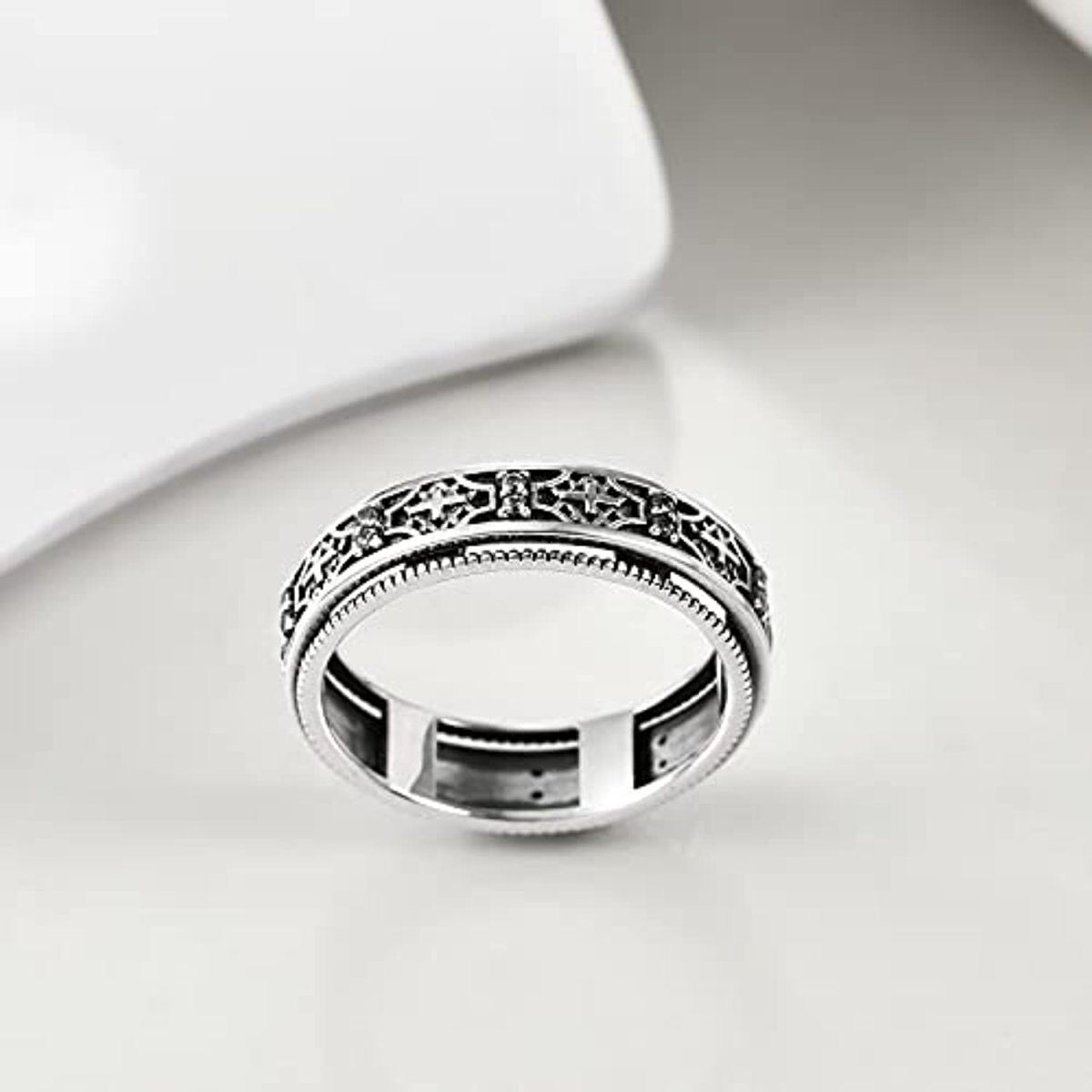 Bague tournante en argent sterling avec zircone cubique-3