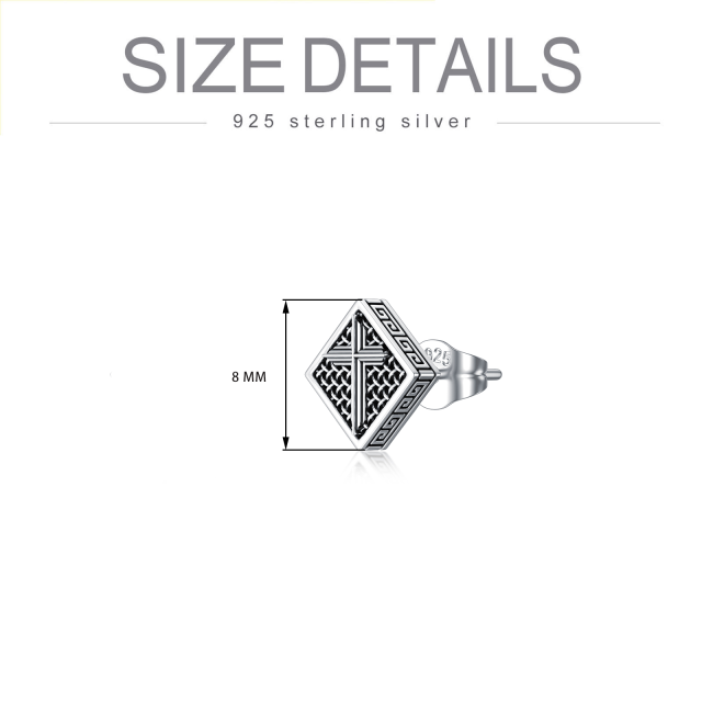 Sterling Silver Cross Stud Earrings for Men-5