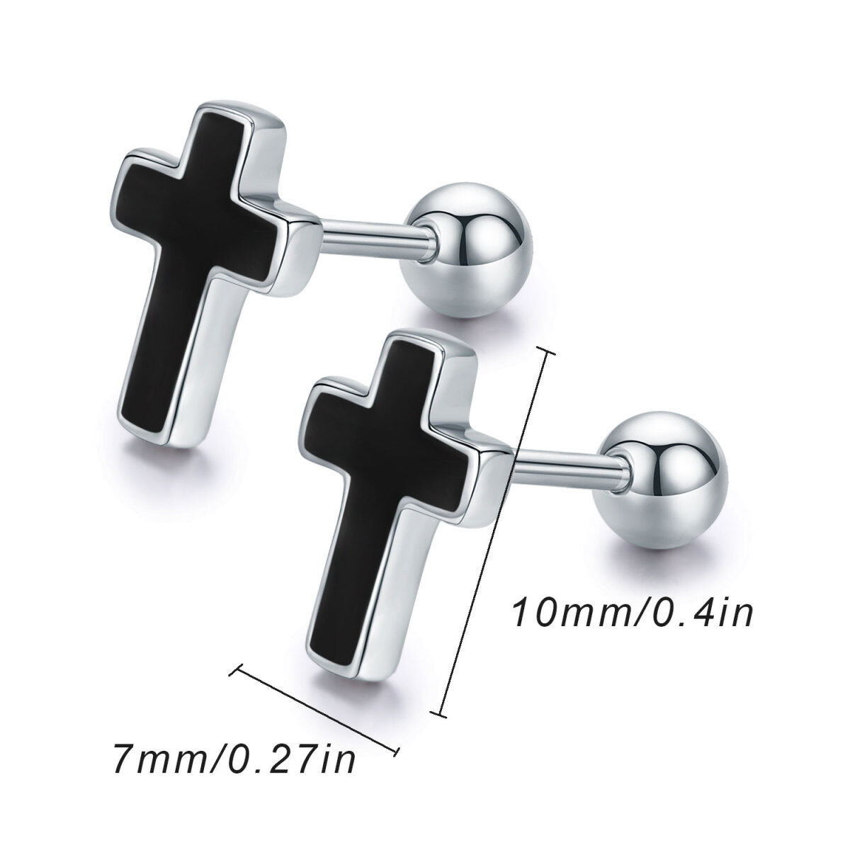 Sterling Silver Cross Stud Earrings-4