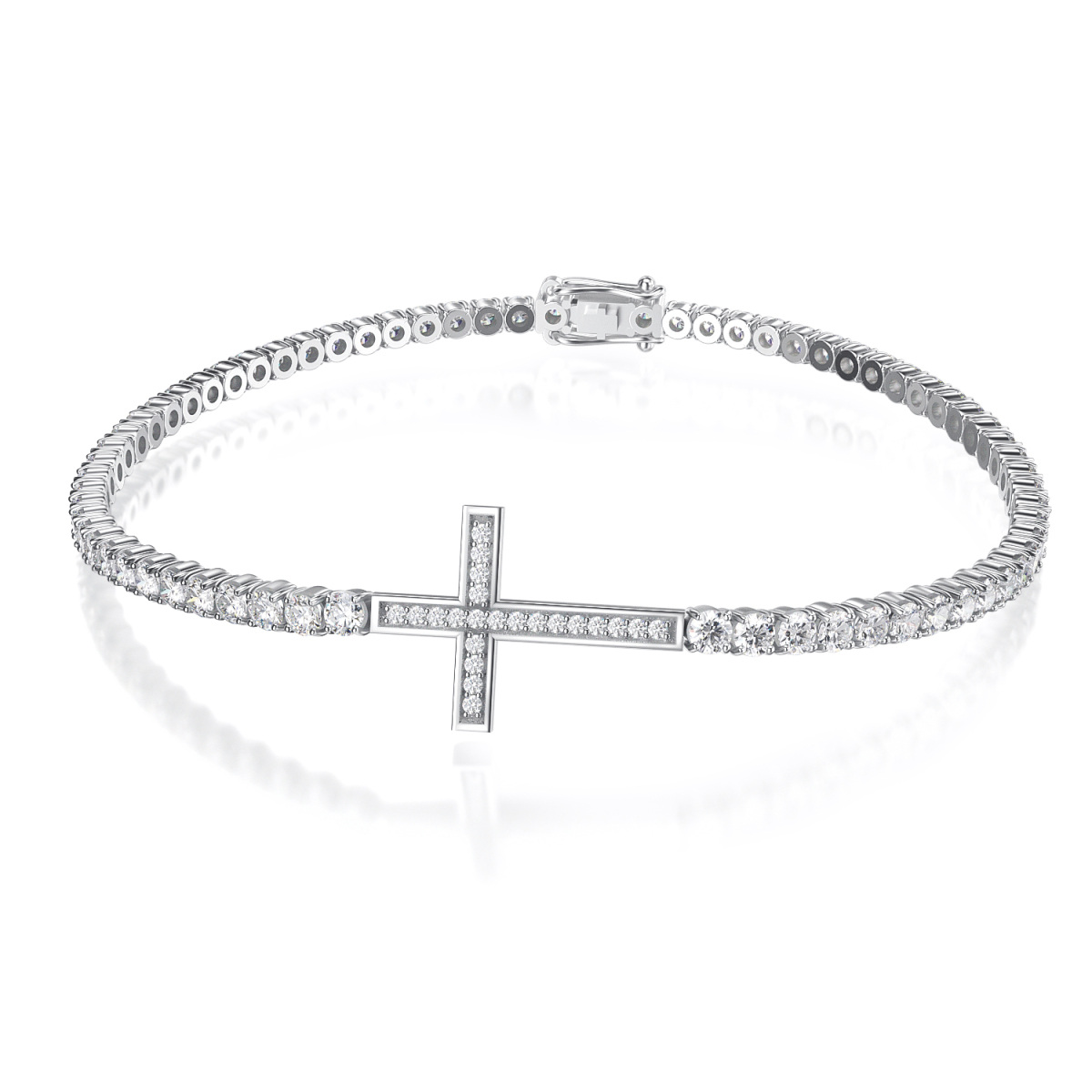 Pulsera de plata de ley con cadena de tenis cruzada de circonitas cúbicas-1