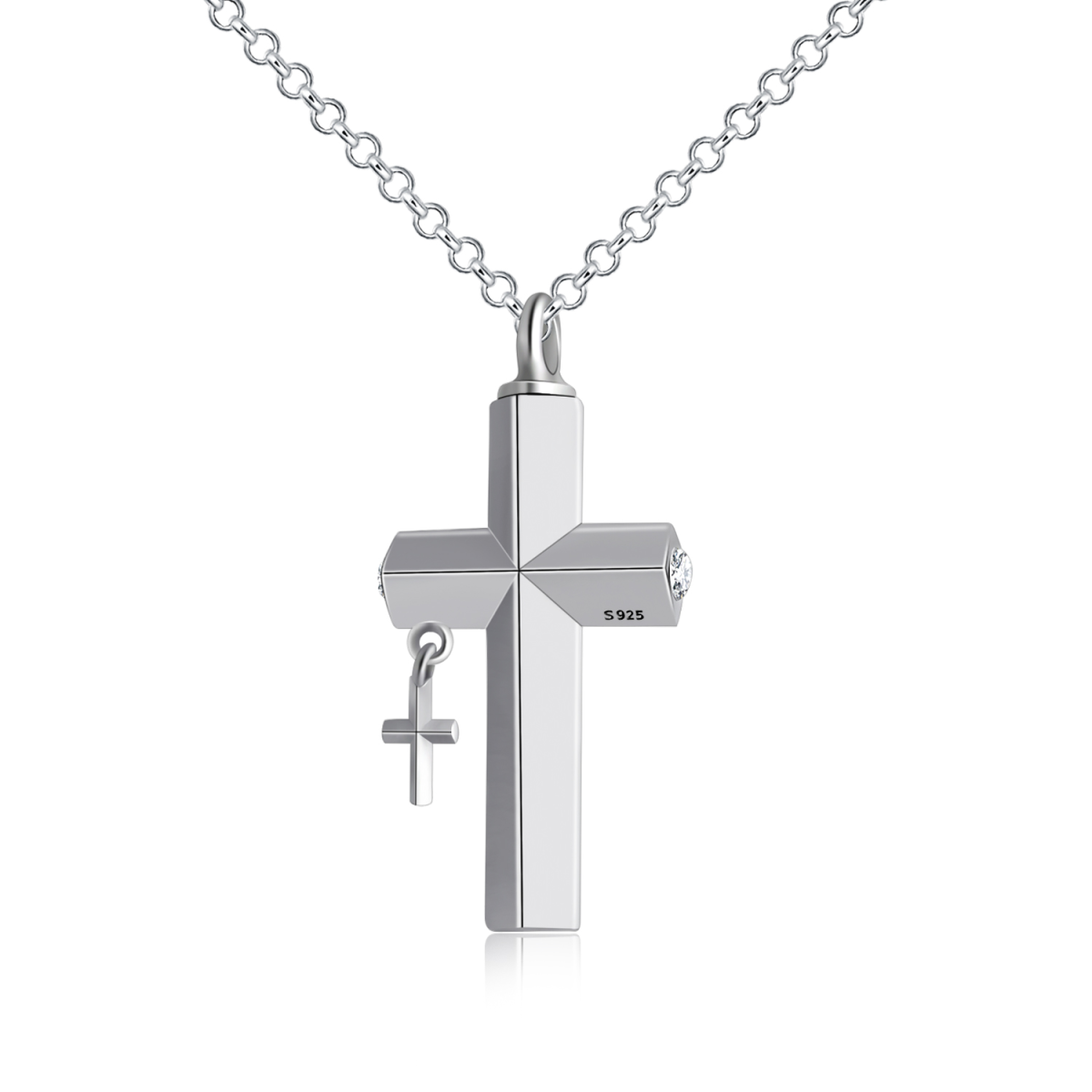 Sterling Silver Cross Urn Necklace for Ashes for Men-1