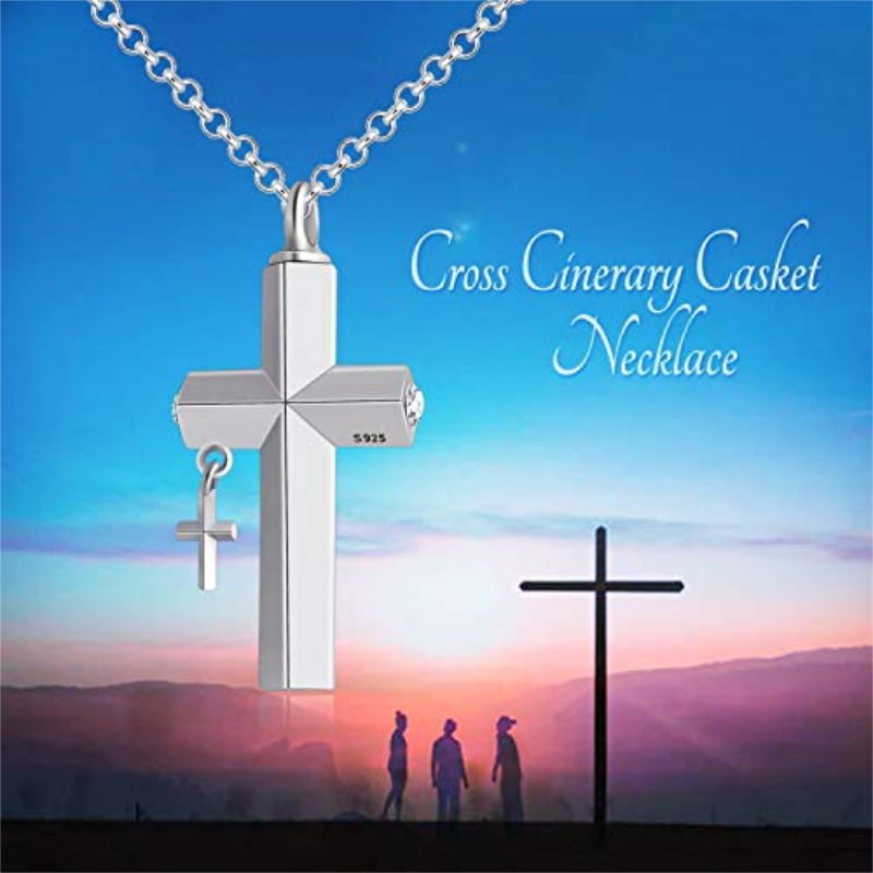 Sterling Silver Cross Urn Necklace for Ashes for Men-5