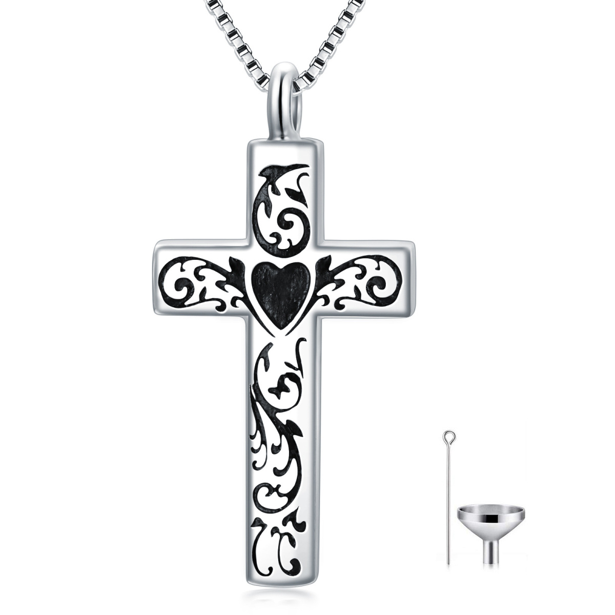 Collier croix-urne en argent sterling-1