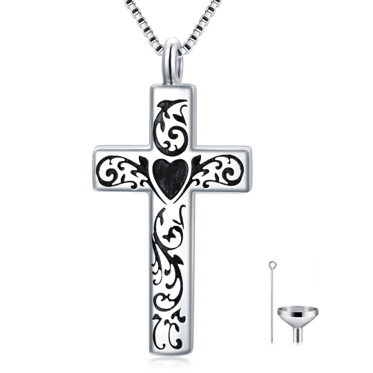 Collier croix-urne en argent sterling