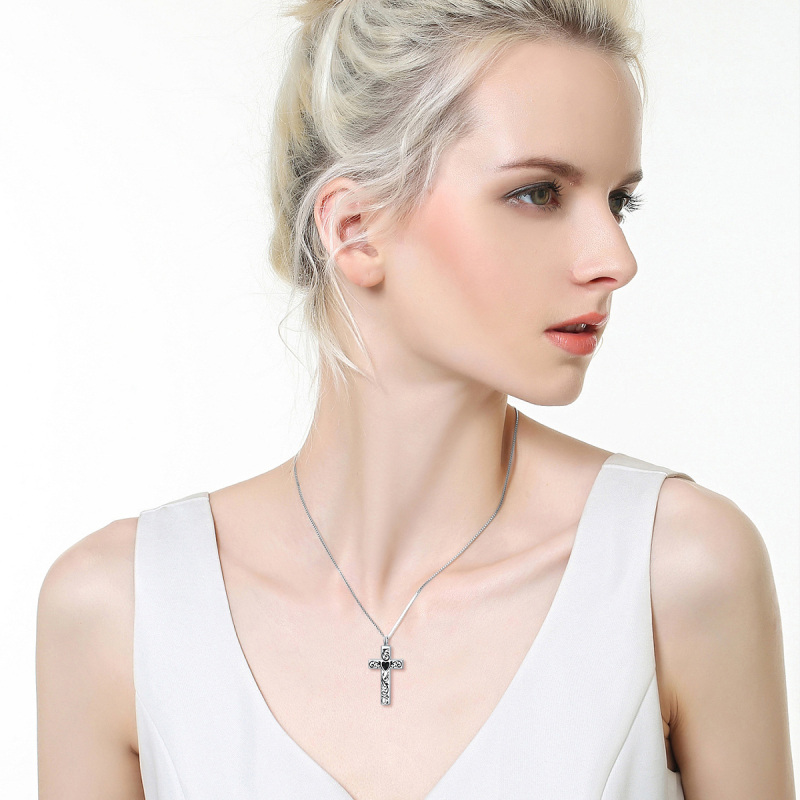 Sterling Silver Cross Urn Necklace for Ashes-2