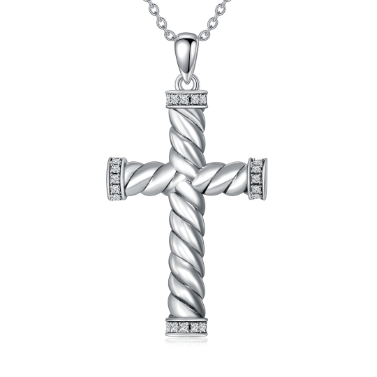 Urnen-Halskette mit Kreuz aus Sterlingsilber mit Zirkonia für die Asche