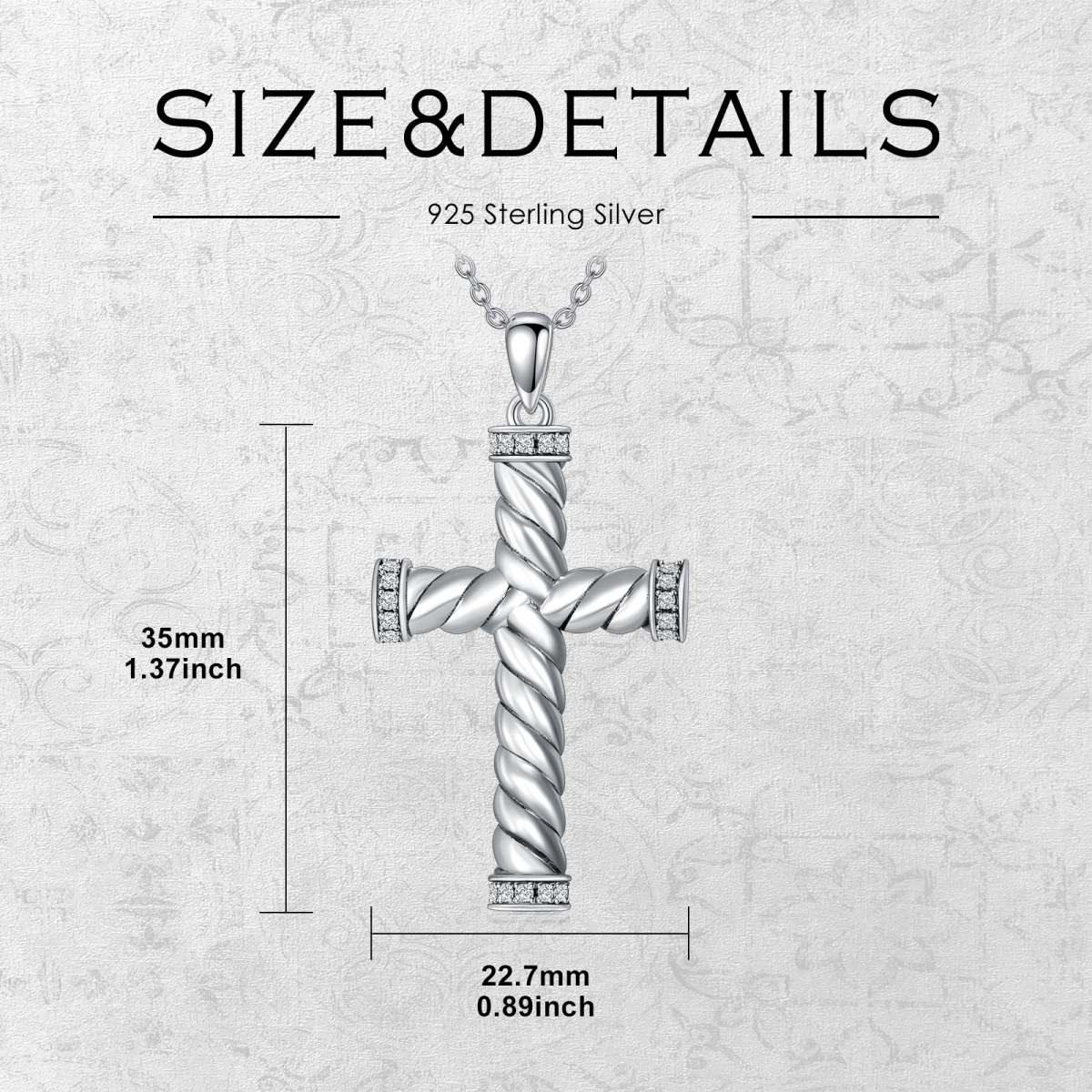 Sterling Silver Cubic Zirconia Cross Urn Necklace for Ashes-5