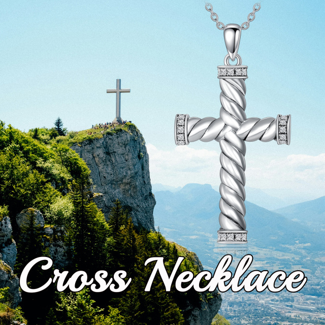 Sterling Silver Cubic Zirconia Cross Urn Necklace for Ashes-6