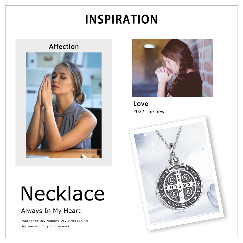 Sterling Silver Cross Urn Necklace for Ashes-6