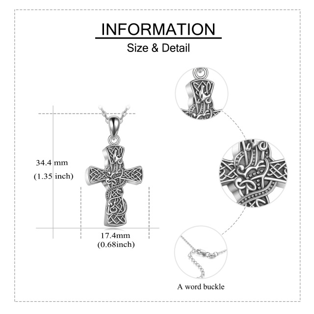 Sterling Silber Kreuz Urne Halskette für Asche mit eingraviertem Wort-5