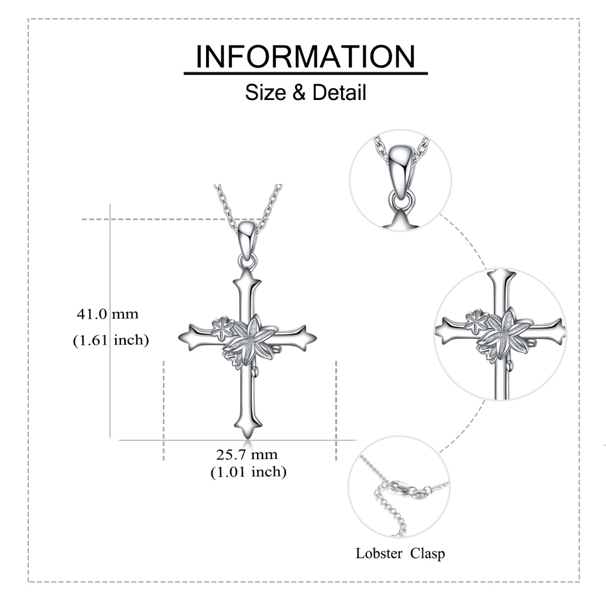 Sterling Silber Kreuz Urne Halskette für Asche-5