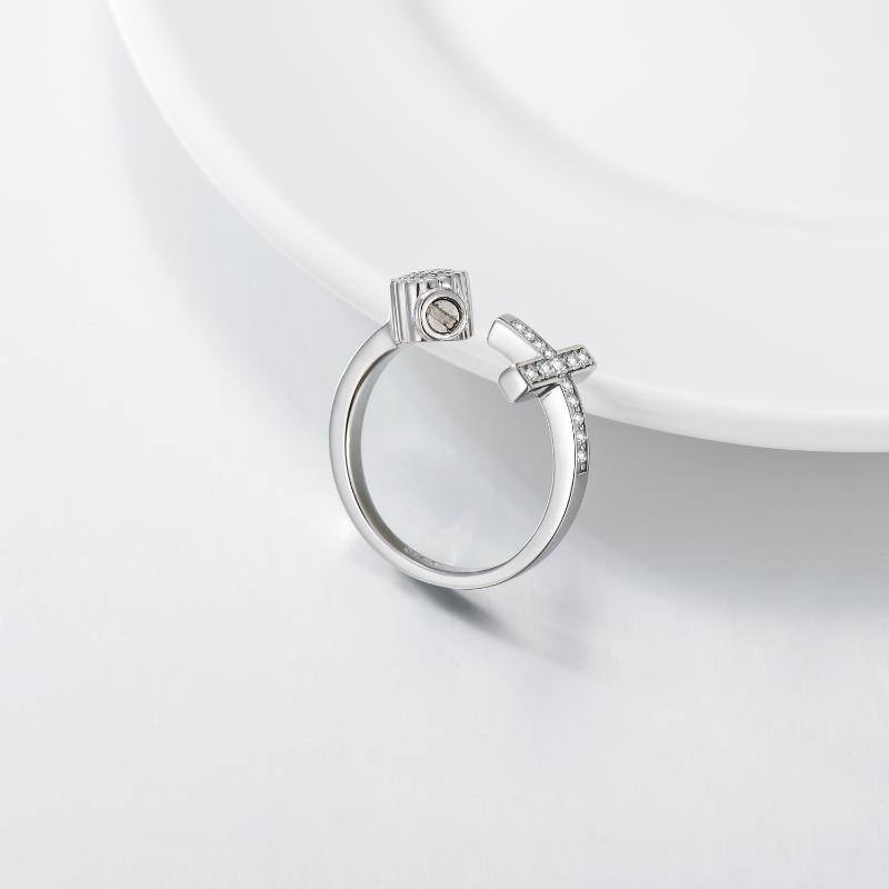 Anello croce-urna in argento sterling con zirconia cubica-4