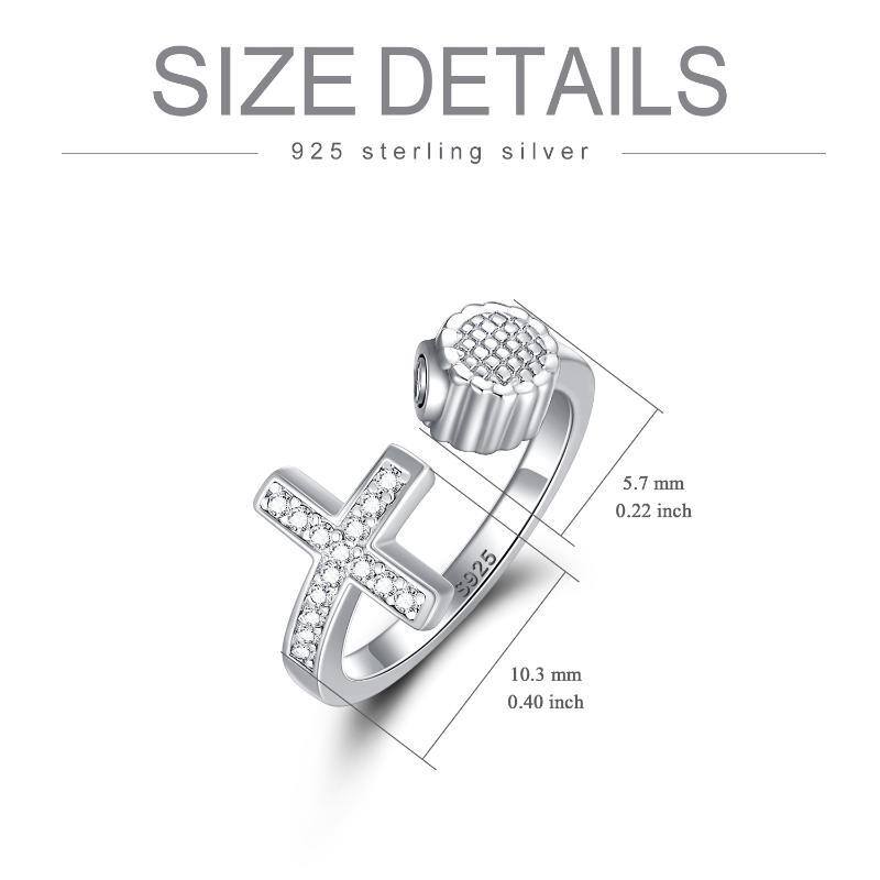 Sterling Silber Cubic Zirkonia Kreuz Urne Ring-5