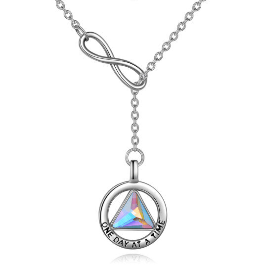 Collier en Y ajustable en argent sterling avec mot gravé, symbole des Alcooliques anonymes