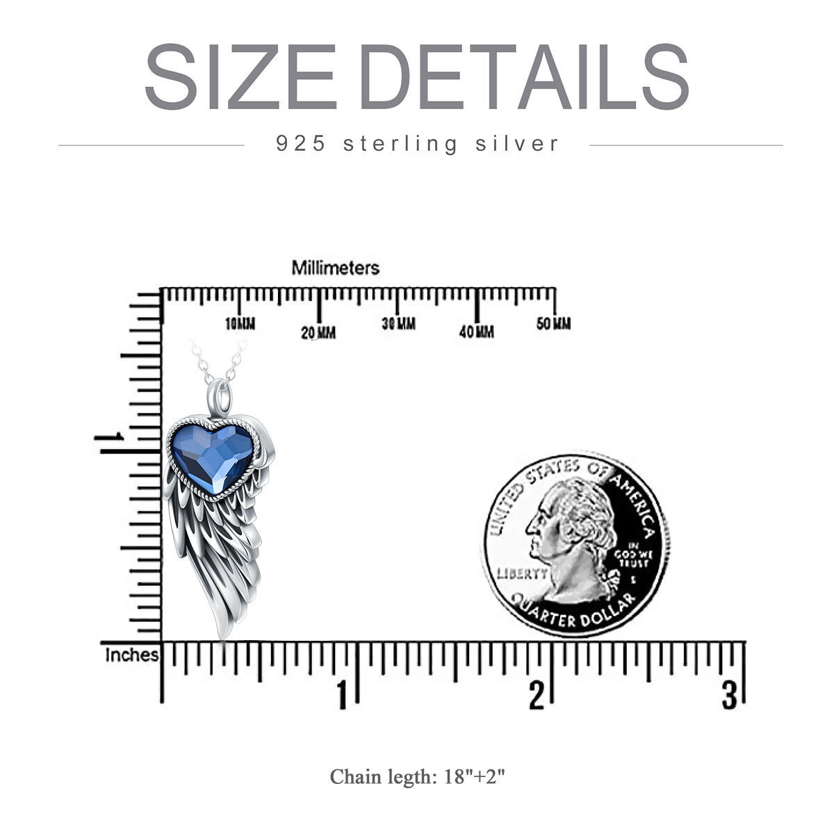 Sterling Silber Kristall Engel Flügel & Herz Urne Halskette für Asche-7