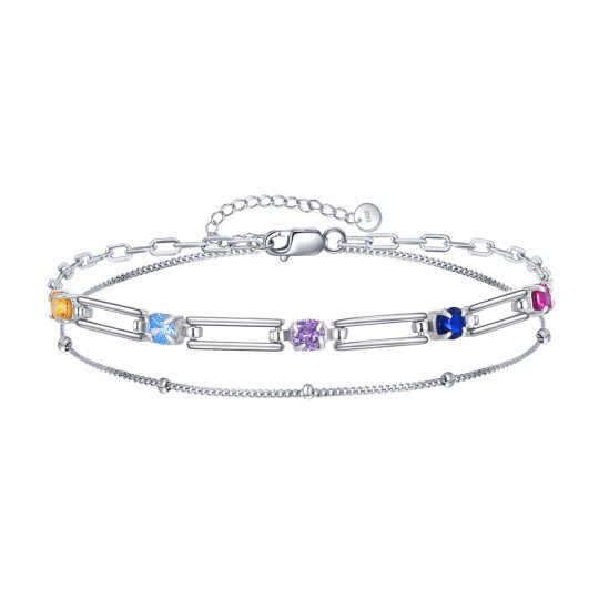 Bracciale a catena con perle di cristallo in argento sterling