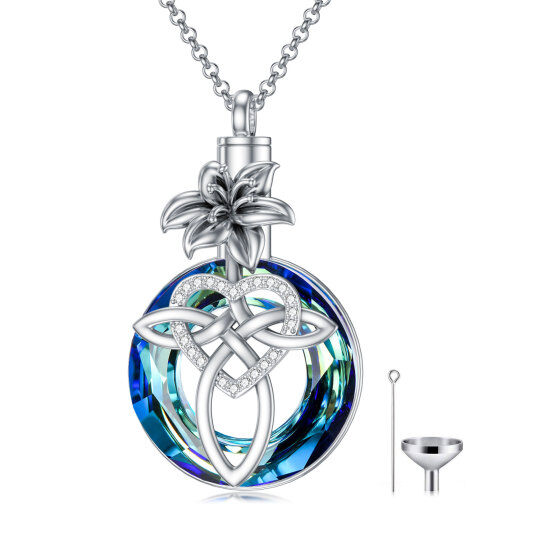 Collana in argento sterling con fiore di nascita, croce e cuore per le ceneri