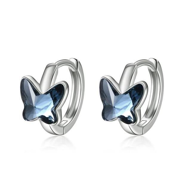 Boucles d'oreilles papillon en cristal en argent sterling-1