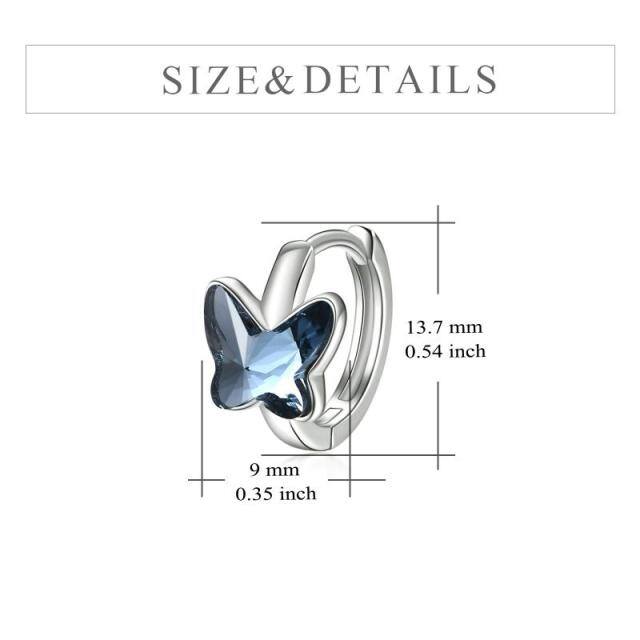 Boucles d'oreilles papillon en cristal en argent sterling-5