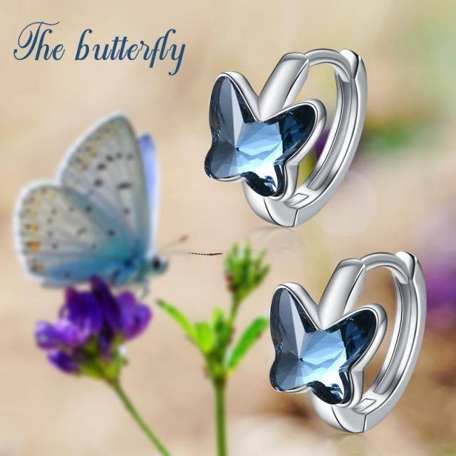 Boucles d'oreilles papillon en cristal en argent sterling-6