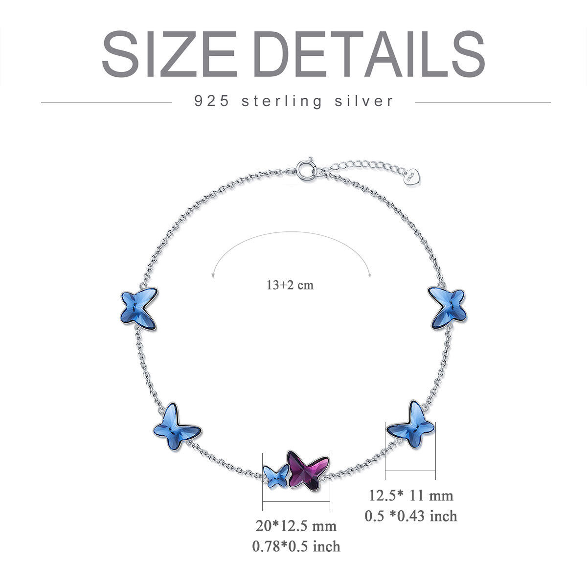 Sterling Silver Crystal Butterfly Metal Choker Necklace-5