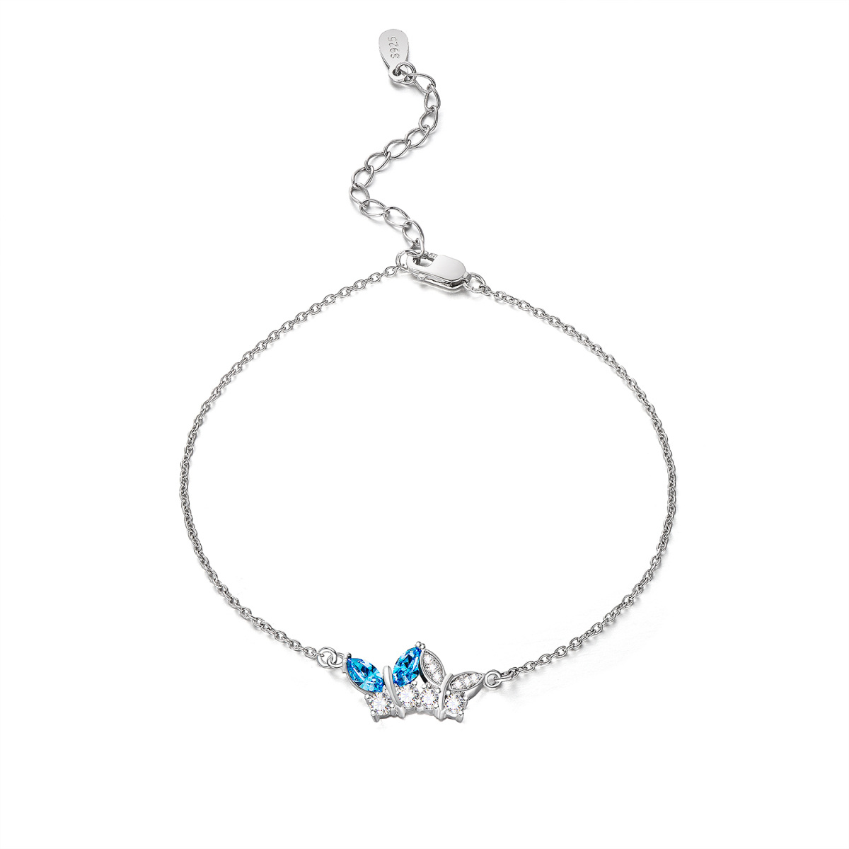 Bracelet en argent sterling avec pendentif papillon en cristal-1