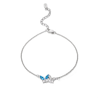 Sterling Silver Crystal Butterfly Charm Bracelet-59