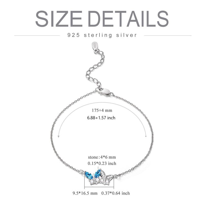 Sterling Silver Crystal Butterfly Charm Bracelet-5