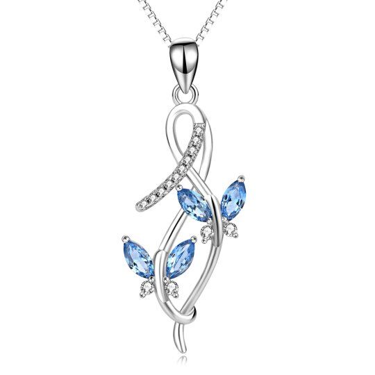 Collier avec pendentif papillon en cristal en argent sterling