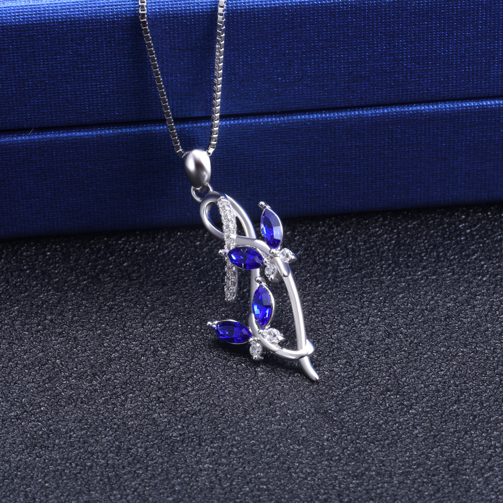 Sterling Silver Crystal Butterfly Pendant Necklace-3