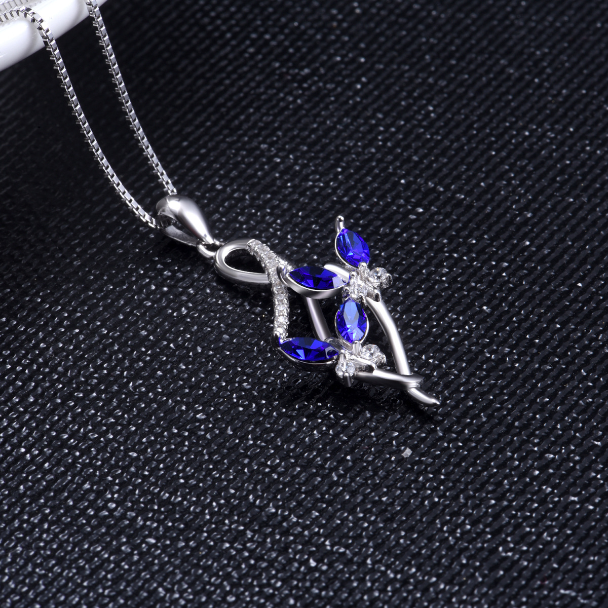 Sterling Silver Crystal Butterfly Pendant Necklace-4