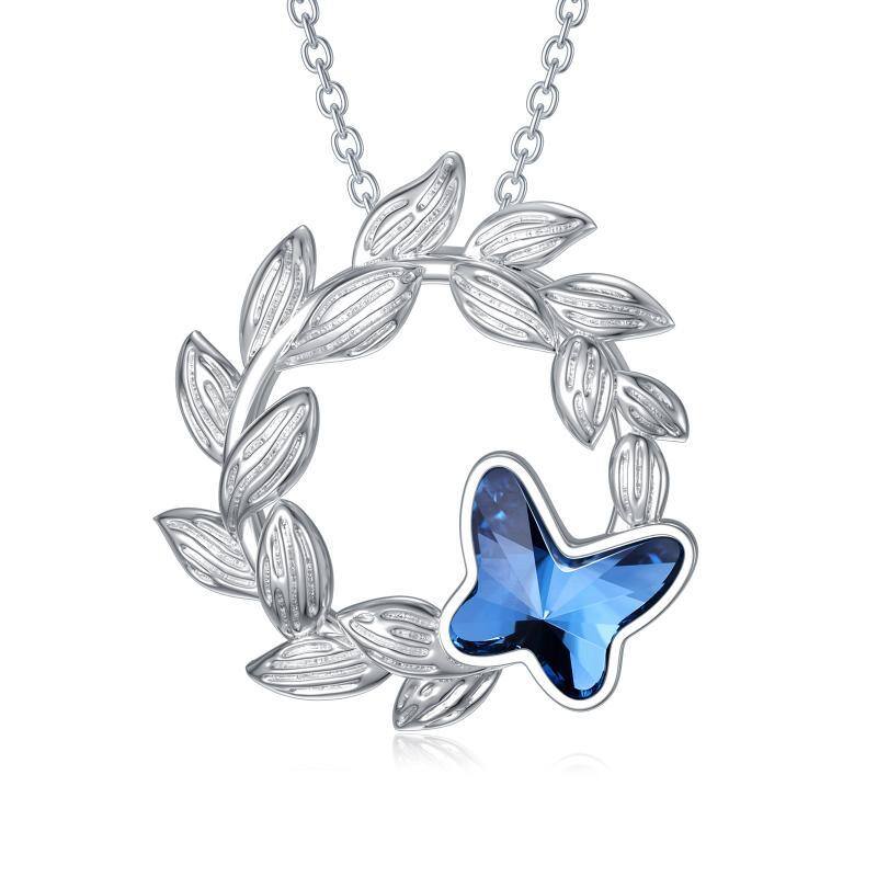 Collier pendentif papillon en cristal en argent sterling-1