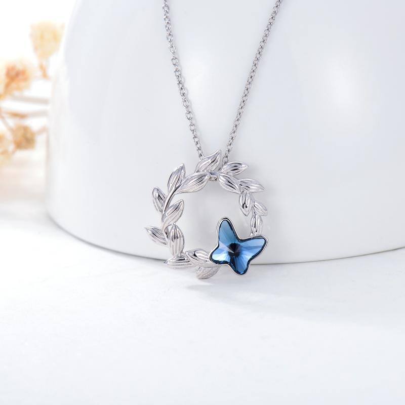 Collier pendentif papillon en cristal en argent sterling-5