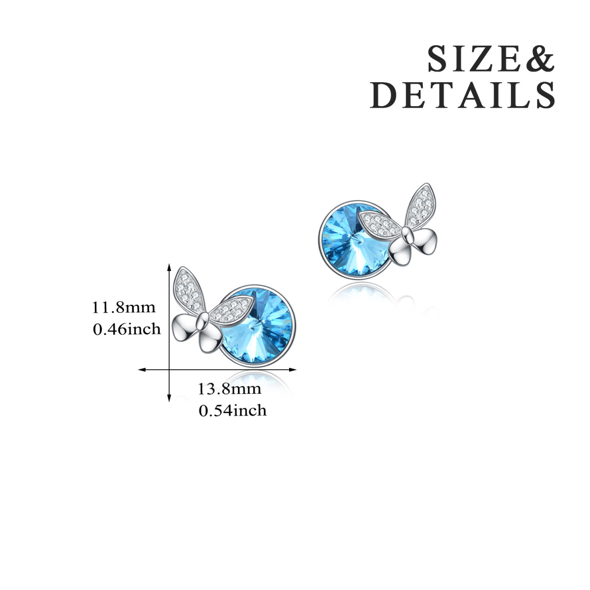 Sterling Silver Crystal Butterfly Stud Earrings-5