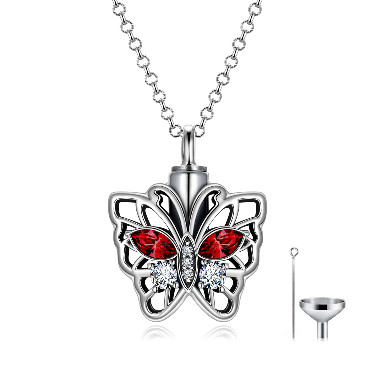 Collier d'urne en argent sterling avec papillon en cristal pour les cendres-1