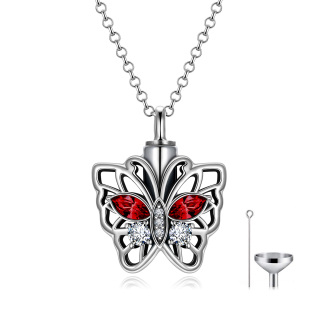 Sterling Silver Crystal Butterfly Urn Necklace for Ashes-26