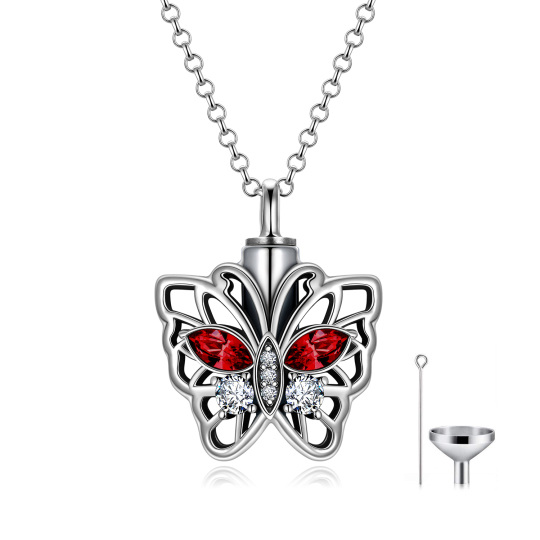 Sterling Silver Crystal Butterfly Urn Necklace for Ashes