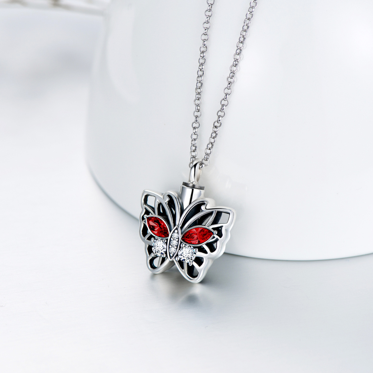 Collier d'urne en argent sterling avec papillon en cristal pour les cendres-3