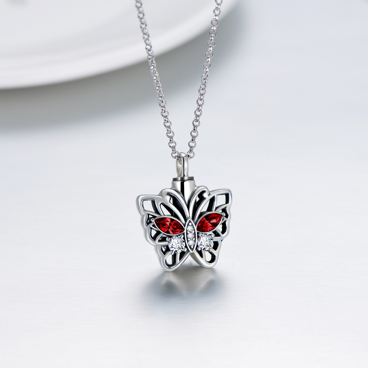 Collier d'urne en argent sterling avec papillon en cristal pour les cendres-4