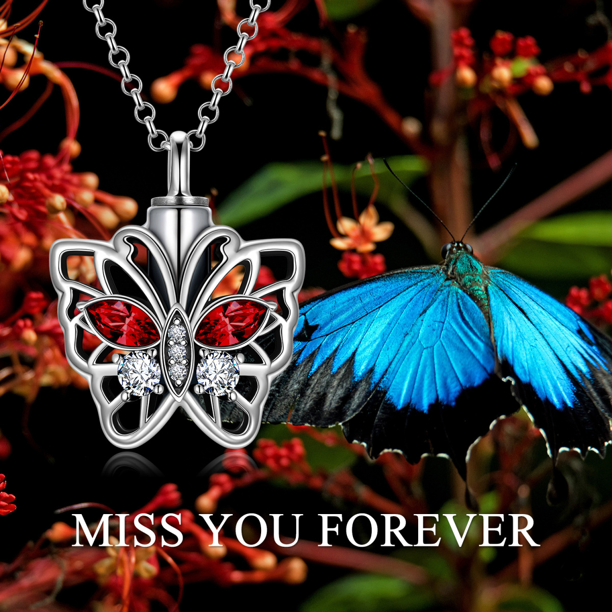 Collier d'urne en argent sterling avec papillon en cristal pour les cendres-6