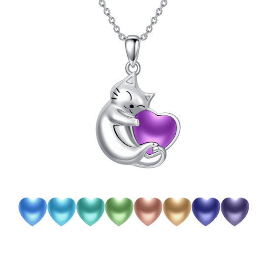 Collana con ciondolo a forma di gatto in argento sterling