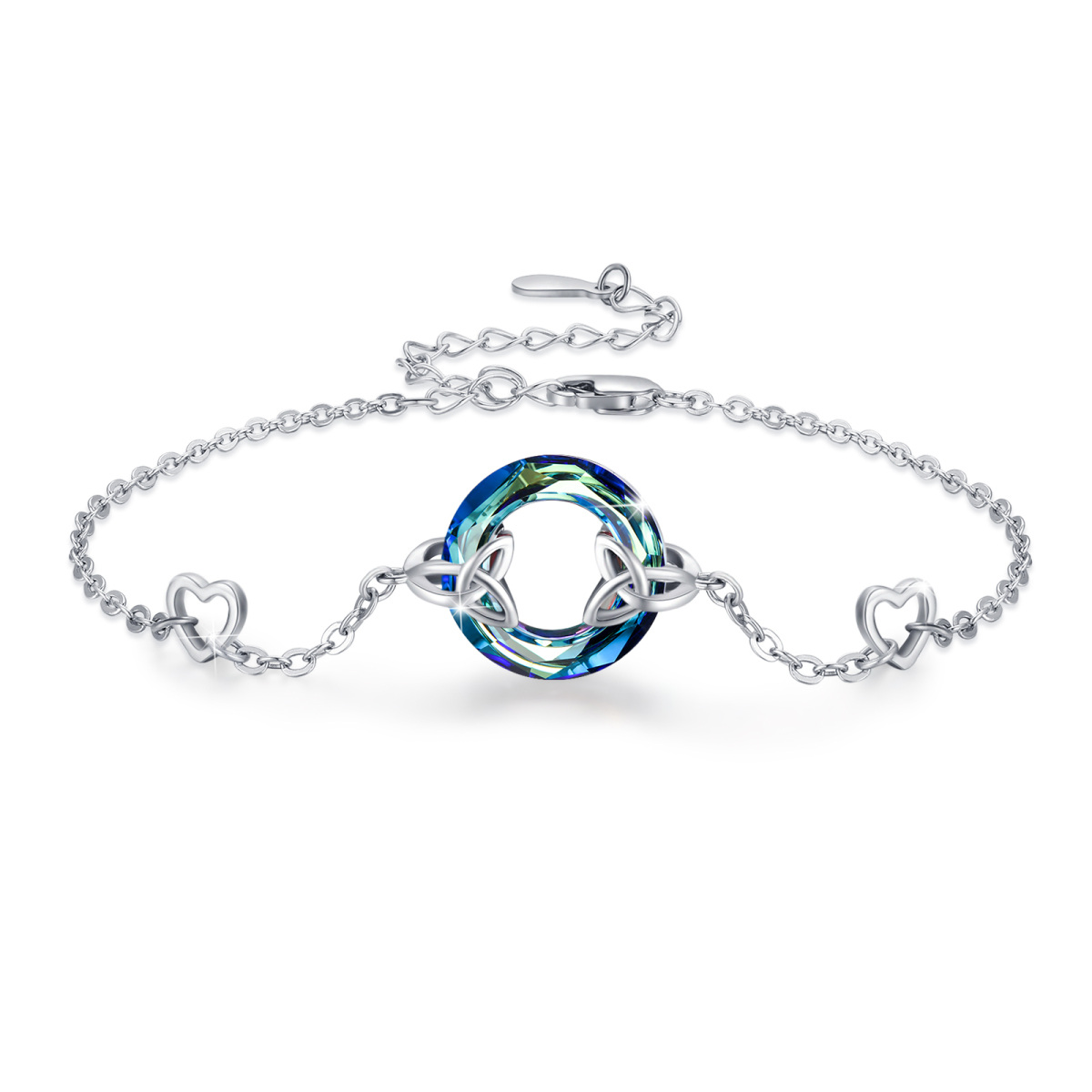 Bracciale con ciondolo a nodo celtico in cristallo d'argento sterling-1