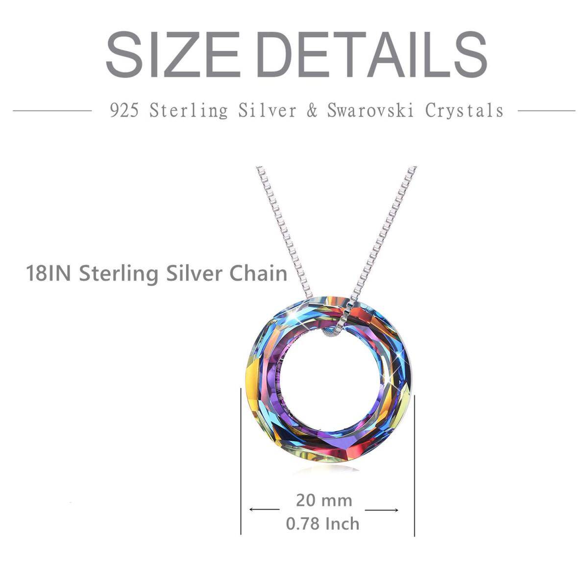 Sterling Silver Circle Crystal Pendant Necklace for Women-4