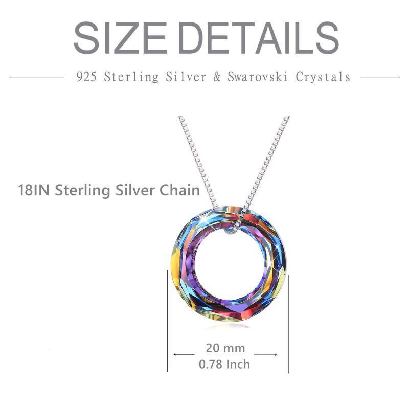 Sterling Silver Circle Crystal Pendant Necklace for Women-4